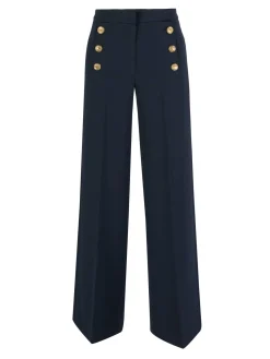 Stoffhose 'Bridget' mit Knopfdetails Marineblau
