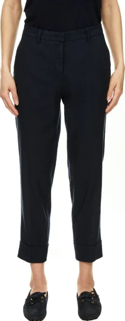 Stoffhose 'Krystal' aus Leinen Marineblau