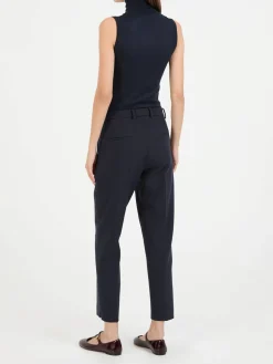 Stoffhose 'Krystal' mit Bundfalten Marineblau