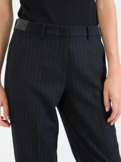 Stoffhose 'Krystal' mit Nadelstreifen Marineblau