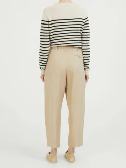 Stoffhose mit Bügelfalten Beige