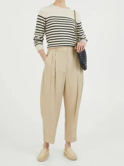 Stoffhose mit Bügelfalten Beige