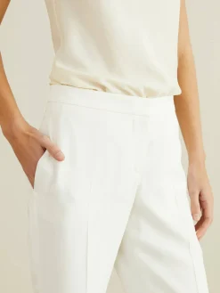Stoffhose mit geradem Bein Weiß