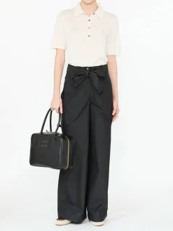 Stoffhose mit Gürtel Schwarz