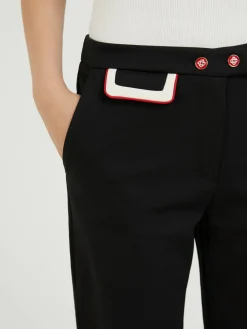Stoffhose mit kontrastierender Paspeltasche Schwarz