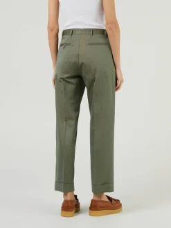 Stoffhose mit umgeschlagenem Saum Grün