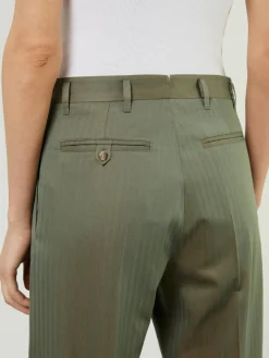 Stoffhose mit umgeschlagenem Saum Grün