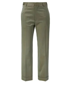 Stoffhose mit umgeschlagenem Saum Grün