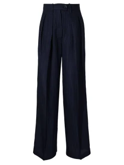 Stoffhose 'Sandra Palazzo' mit Nadelstreifen Marineblau