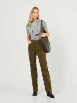 Straight-Leg Jeans 'Barbara' Khaki