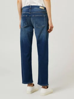 Straight-Leg Jeans 'Girlfriend Slim Straight Crop' Dunkelblau