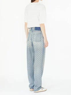 Straight-Leg-Jeans mit Allover-Ösen Hellblau