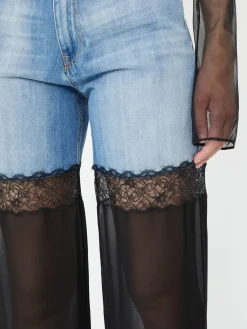 Straight-Leg Jeans mit transparenten Bein Marineblau