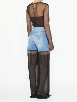 Straight-Leg Jeans mit transparenten Bein Marineblau