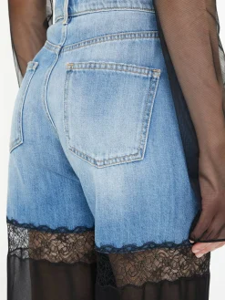 Straight-Leg Jeans mit transparenten Bein Marineblau