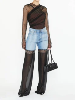 Straight-Leg Jeans mit transparenten Bein Marineblau