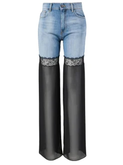 Straight-Leg Jeans mit transparenten Bein Marineblau