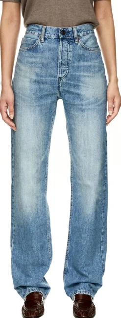 Straight-Leg Jeans 'The Stack' Mittelblau