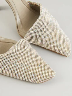 Strass Mules 'Elena' Silber