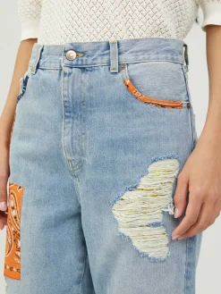 Striaght-Leg Jeans 'California Patchwork' Multi
