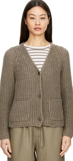 Strickjacke 'Aliva' aus Seide und Leinen Taupe