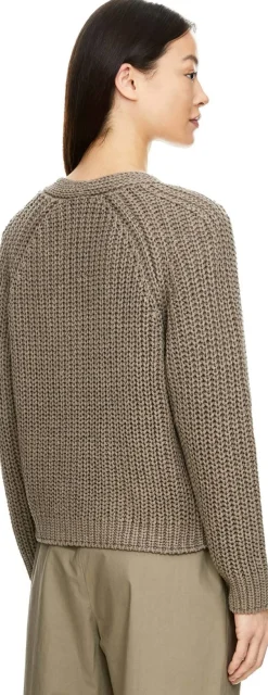 Strickjacke 'Aliva' aus Seide und Leinen Taupe