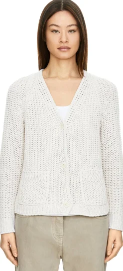 Strickjacke 'Aliva' aus Seide und Leinen Off White