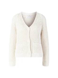 Strickjacke 'Aliva' aus Seide und Leinen Off White