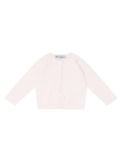 Strickjacke mit Ajour-Lochmusterung Rosé