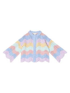 Strickjacke mit gewelltem Streifenmotiv in Multi