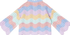 Strickjacke mit gewelltem Streifenmotiv in Multi