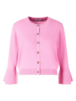 Strickjacke mit Glockenärmeln aus Cashmere Pink