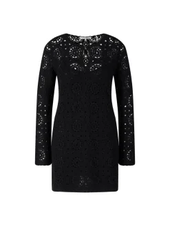 Strickkleid 'The Croceht Keyhole' Schwarz