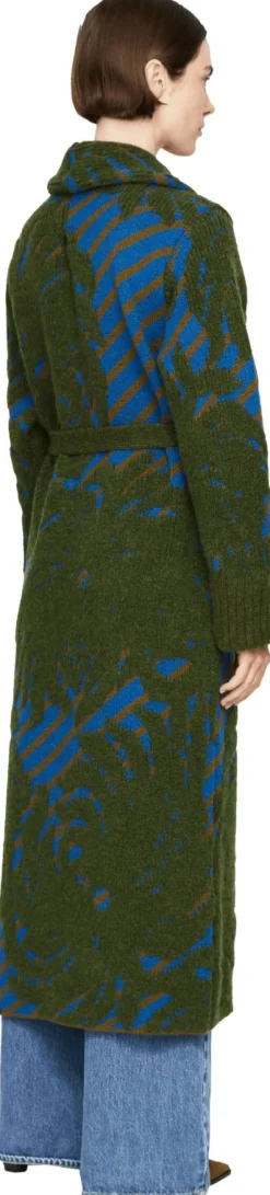 Strickmantel 'Tegal' aus Wolle Grün/Blau