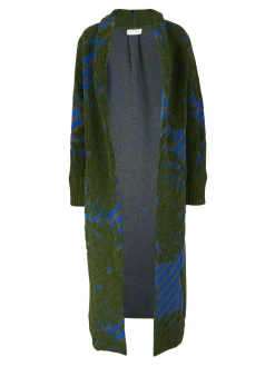 Strickmantel 'Tegal' aus Wolle Grün/Blau