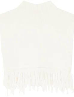 Strickweste mit Fransen Crème