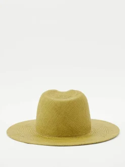 Stroh-Hut mit Monogramm-Verzierung 'Fedora' Grün