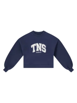 Sweatshirt 'Eva' mit Label-Patch Petrol