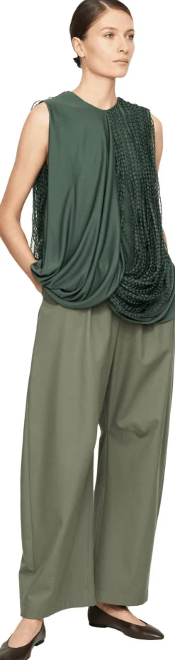 Top aus Organza-Bändern Khaki