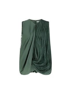 Top aus Organza-Bändern Khaki