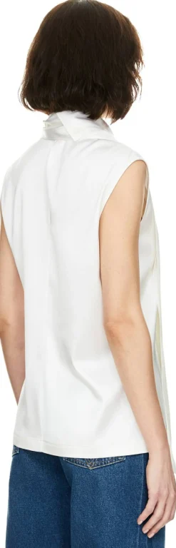 Top aus Stretch-Seidensatin Weiß