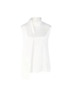 Top aus Stretch-Seidensatin Weiß
