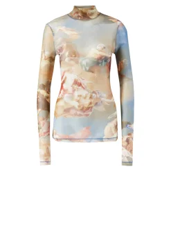 Top aus Tüll mit Sky-Print Multi
