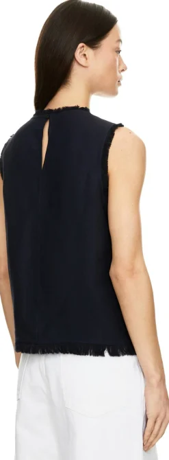 Top 'Charles' mit Fransen Marineblau