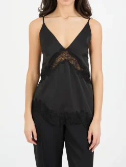 Top mit Spitzendetails 'Melle' Schwarz