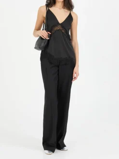 Top mit Spitzendetails 'Melle' Schwarz