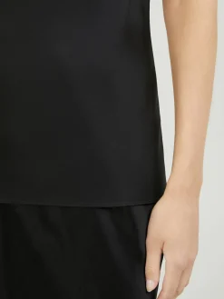Top mit Spitzeneinsatz Schwarz