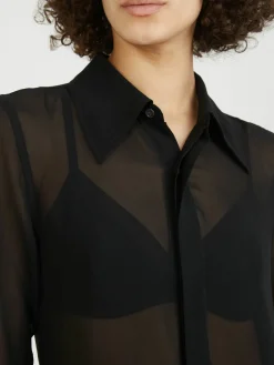 Transparentes Maxikleid Schwarz