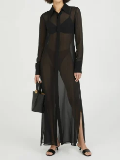 Transparentes Maxikleid Schwarz