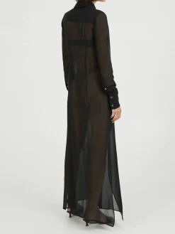 Transparentes Maxikleid Schwarz